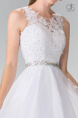 Lace Illusion Top A Line Short Graduation Dress Cocktail