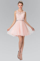 Lace Illusion Top A Line Short Graduation Dress Cocktail