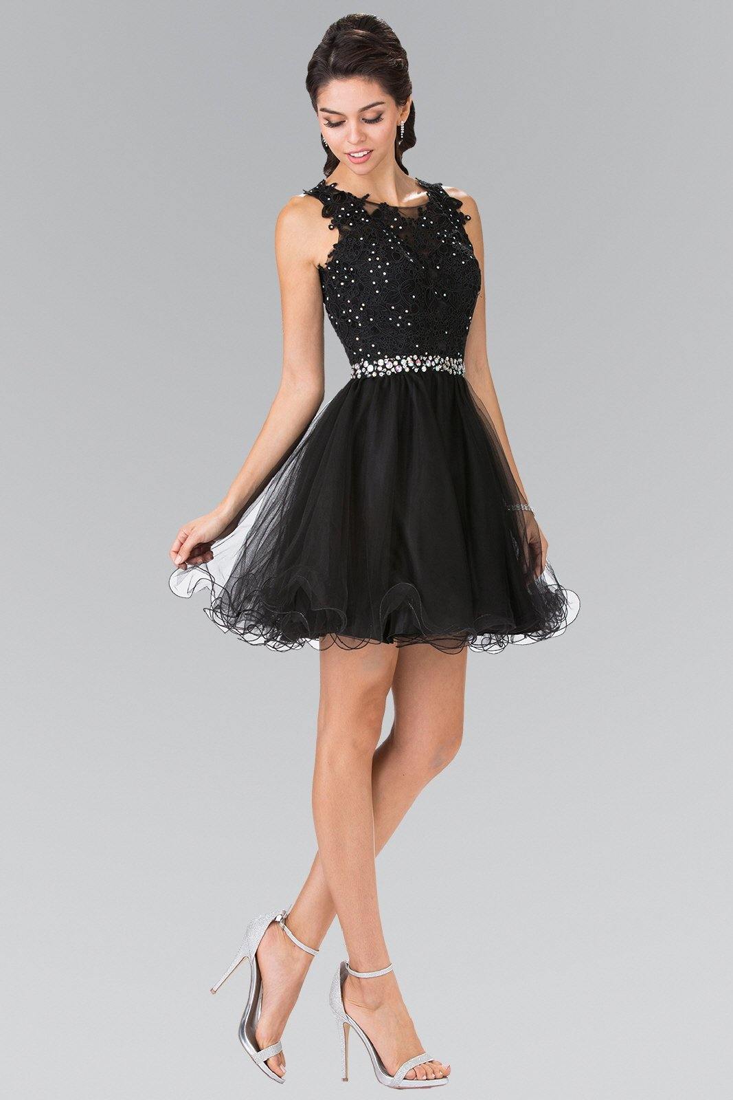 Lace Illusion Top A Line Short Graduation Dress Cocktail