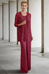 Lace Mother of the Bride Pant Suit | Chiffon 3 Piece Mother of the Bride Dresses