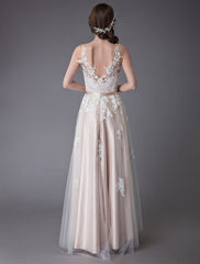 Lace Wedding Dresses High Low Bow Sash Tulle Applique Summer Beach Colored Bridal Gowns Exclusive