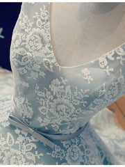 A Line V Neck Short Lace Prom Dresses, Homecoming Graduation Dresses, Short Lace Bridesmaid Dresses