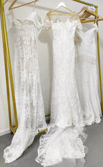 Off the Shoulder Lace Beach Boho Wedding Dresses Mermaid Bridal Wears