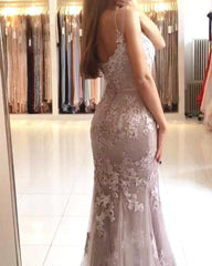 Long Mermaid Lace Prom Dresses Sleeveless Evening Dress UK