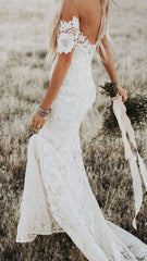 Off the Shoulder Lace Beach Boho Wedding Dresses Mermaid Bridal Wears