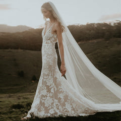 Hot Lace Beach Lace Wedding Dresses Mermaid V Neck Sleeveless