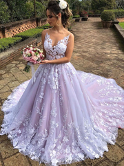 Gorgeous A Line Lace Wedding Dresses Vintage V Neck Sleeveless
