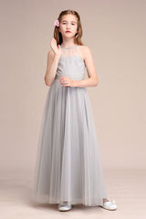 Latest Illussion Neck Flower Girl Dress in Tulle