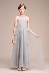 Latest Illussion Neck Flower Girl Dress in Tulle