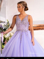 Lavender Beaded Prom Dresses 2024 V-Neck Formal Gown FD3319