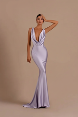 Elegant Champagne Mermaid Prom Dress Long Slimming with Ruffles