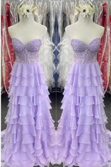 Fancy Yellow Prom Dress Tiered Chiffon Ball Dresses Long