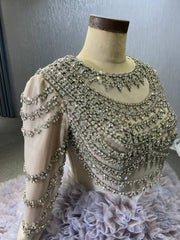 Lavender Ruffled Wedding Dress Ball Gowns with Rhinestone Bodice 222115