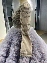 Lavender Ruffled Wedding Dress Ball Gowns with Rhinestone Bodice 222115