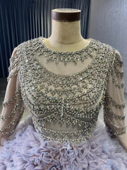 Lavender Ruffled Wedding Dress Ball Gowns with Rhinestone Bodice 222115