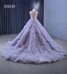 Lavender Ruffled Wedding Dress Ball Gowns with Rhinestone Bodice 222115