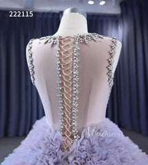 Lavender Ruffled Wedding Dress Ball Gowns with Rhinestone Bodice 222115