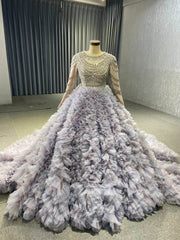 Lavender Ruffled Wedding Dress Ball Gowns with Rhinestone Bodice 222115