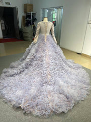 Lavender Ruffled Wedding Dress Ball Gowns with Rhinestone Bodice 222115