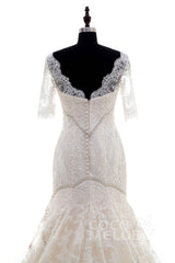 Trumpet-Mermaid Chapel Train Tulle Lace Wedding Dress LD3859