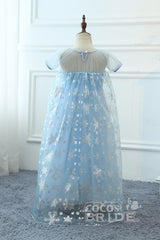 Light Blue A-line Flower Girl Dresses with Lace
