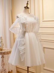Champagne léger Robe de bal courte gonflée, robe de retour gonflée
