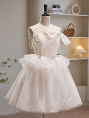 Robe de bal courte du champagne clair, robe de retour au champagne clair