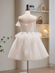 Robe de bal courte du champagne clair, robe de retour au champagne clair