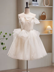 Robe de bal courte du champagne clair, robe de retour au champagne clair