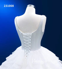 Light Green Yellow Gradient Ruffle Wedding Dress Layered Ball Gowns 231008