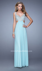 Long La Femme Prom Dress with Cut-Out Sides