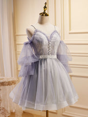 Robes de bal courtes en dentelle en tulle en tulle