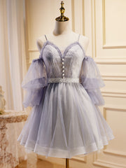 Robes de bal courtes en dentelle en tulle en tulle
