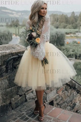 Blue Simple Wedding Dress A Line Designed Neckline Lace Tulle Bridal Gowns