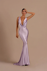 Elegant Champagne Mermaid Prom Dress Long Slimming with Ruffles