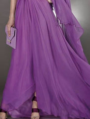 A-Line Wedding Guest Dresses Elegant Dress Wedding Party Black Tie Court Train Sleeveless V Neck Chiffon with Ruched