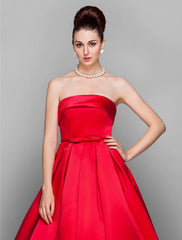 Ball Gown Elegant Dress Quinceanera Prom Floor Length Sleeveless Strapless Satin with Bow(s)