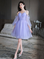 Lovely Lavender Short Prom Dress, Off the Shoulder Homecoming Dress Party Dress