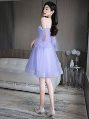 Lovely Lavender Short Prom Dress, Off the Shoulder Homecoming Dress Party Dress