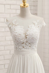 Lange A-Line Appliques Lace Chiffon trouwjurk met spleet