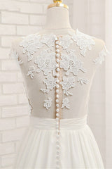 Lange A-Line Appliques Lace Chiffon trouwjurk met spleet