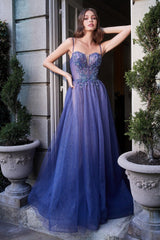 Cinderella Divine B709 Long A Line Long Sleeve Prom Dress