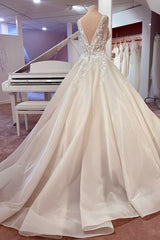 Lange a-line sweetheart Appliques kant backless trouwjurk