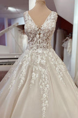 Lange a-line sweetheart Appliques kant backless trouwjurk