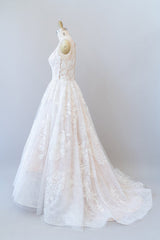 Lange a-line sweetheart Appliques Lace tule trouwjurk