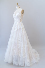 Lange a-line sweetheart Appliques Lace tule trouwjurk