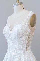 Lange a-line sweetheart Appliques Lace tule trouwjurk