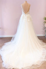 Lange a-line sweetheart spaghetti riemen tule trouwjurk