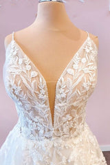 Lange a-line sweetheart spaghetti riemen tule trouwjurk