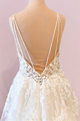 Lange a-line sweetheart spaghetti riemen tule trouwjurk